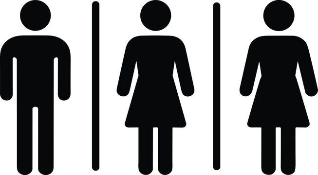 Man and Woman Restroom Pictograms with Vertical Dividers male female