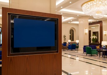 Fototapeta premium LuxuryLobbyWithFlatScreenAndSeatingArea.
