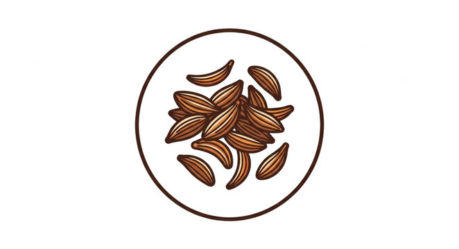 Pile of Cumin Seeds on a White Plate Illustration.