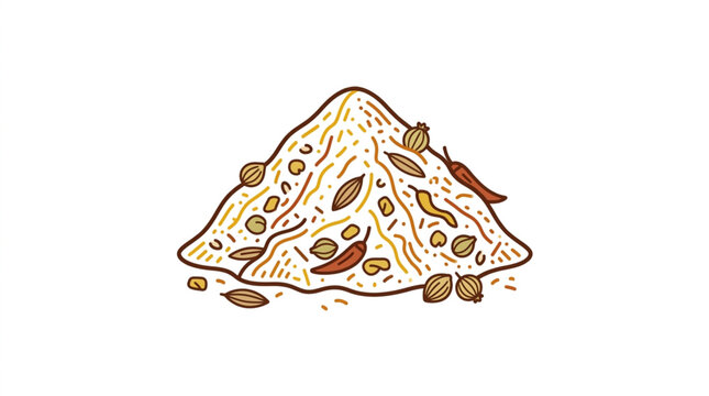 Pile of spices and herbs illustration.