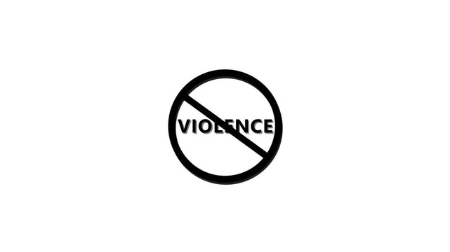No sign animation: anti-aggression and peace symbol motion 4k no anti-violence stop prohibition