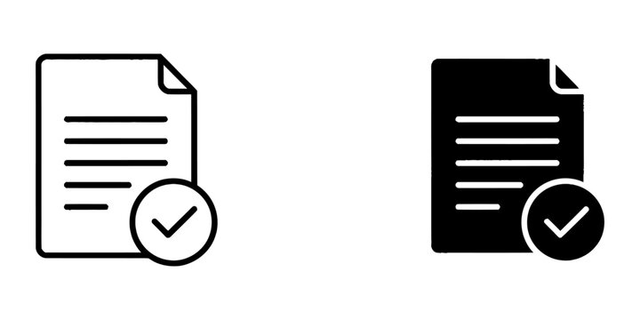 Verified document file icon set vector illustration with document verified checkmark approved confirmation business certified official