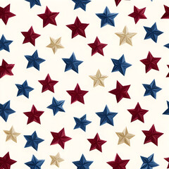 Fototapeta premium Patriotic seamless pattern with red, white and blue stars