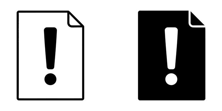 Document exclamation mark alert vector icons with document exclamation notification attention information business important management