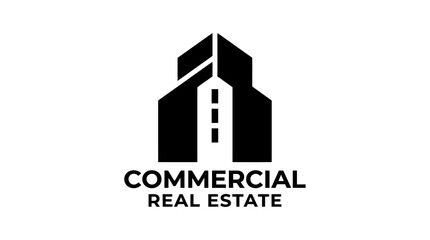 Fototapeta premium Commercial real estate logo design, vector illustration of a modern building icon
