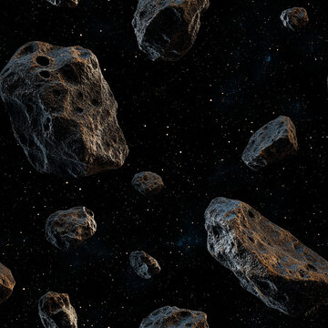 Seamless pattern of asteroids in space