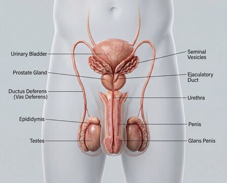 Anatomy of the male reproductive system with labels