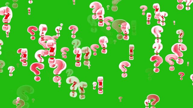 Abstract composition of floating metallic question marks representing uncertainty, curiosity, and search for answers in modern digital space. Ideal for business, education, and problem-solving themes