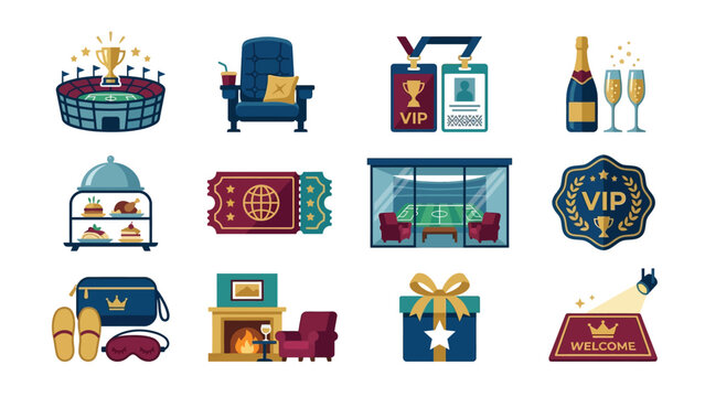 Luxury lifestyle icons including VIP access, rewards, and premium gifts on display for c 35