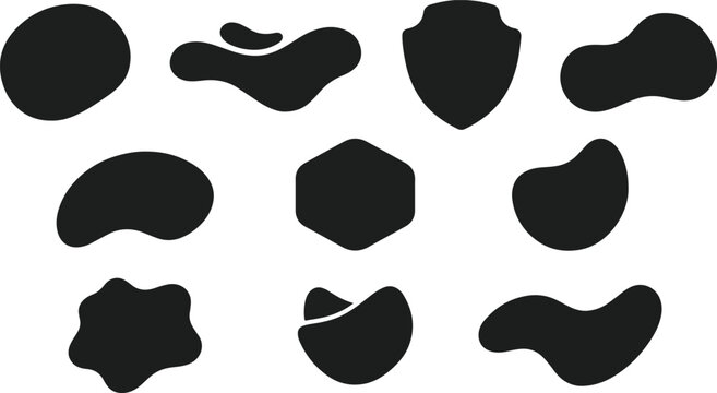 Black kidney shapes on white background