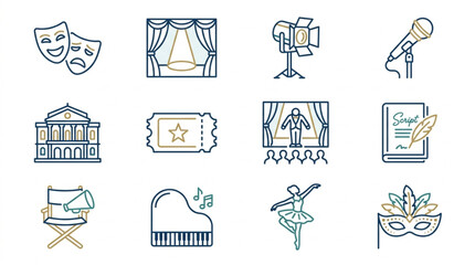 Collection of theatre and performance icons. © Peot