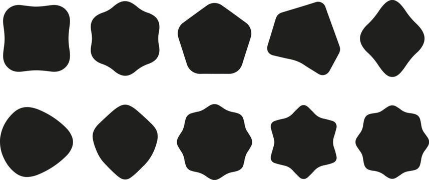Black irregular shapes on white background