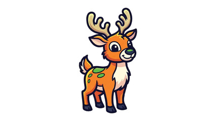 Fototapeta premium Cute Cartoon Deer Illustration.