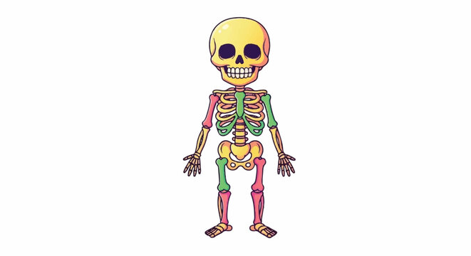 Cartoon Human Skeleton Anatomy Illustration.