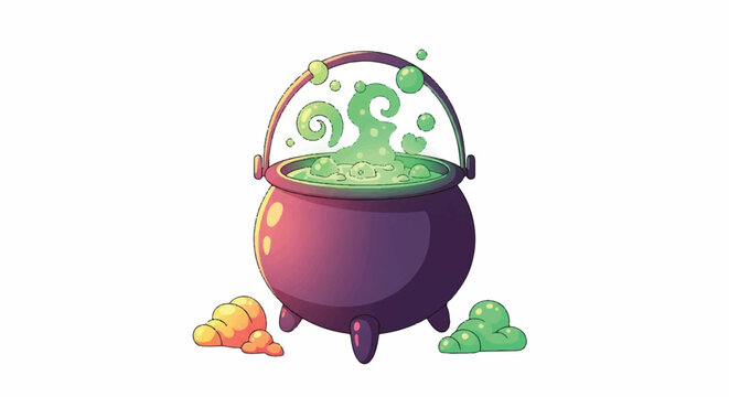 Halloween Witch Cauldron Bubbling Potion.