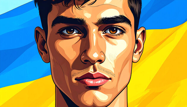 Stylized illustration of a ukrainian man's face