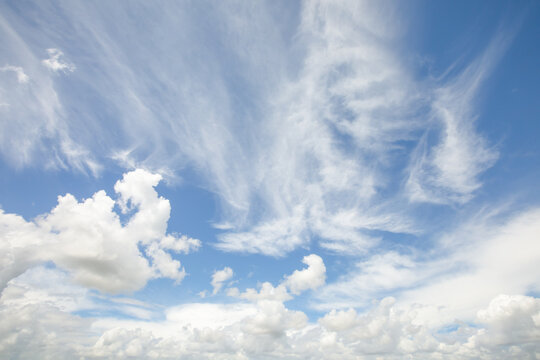 Great white clouds and blue skiy background in Norfolk