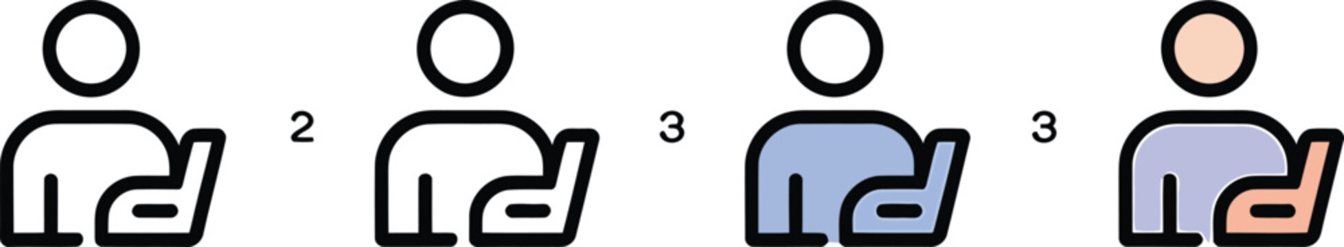 Illustrated icons showing people using mobile phones with different interaction styles