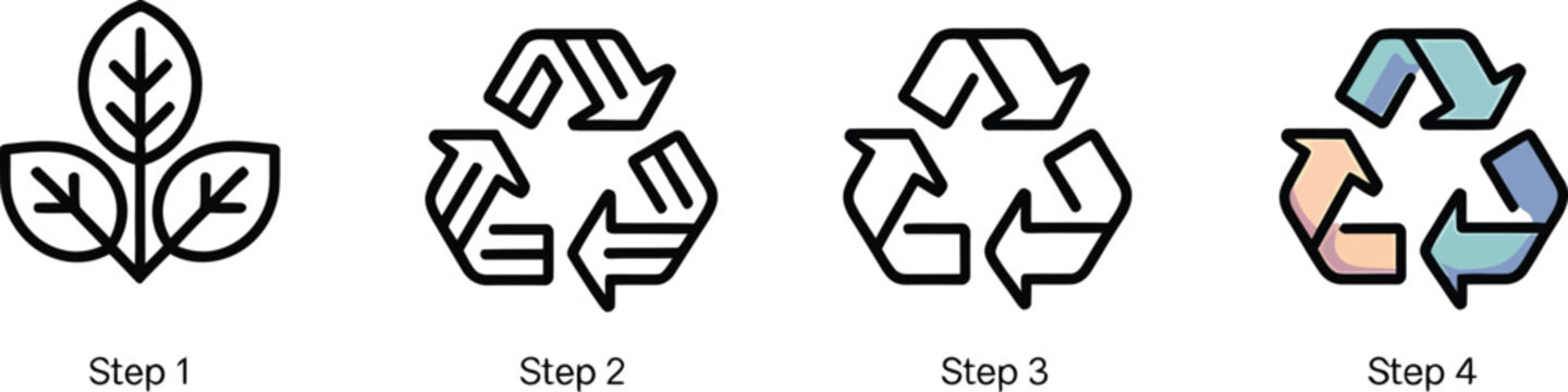 Four Step Process Infographic Showing Recycling and Sustainability Concepts Clearly