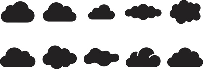 Black cloud shapes on white background © MUKTARANI