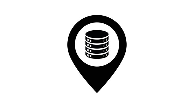 Database Server Icon Location Marker for Data Storage.