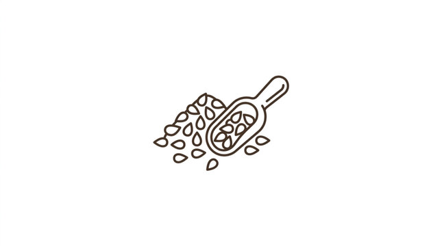 Scoop of Seeds Illustration Simple Line Art.