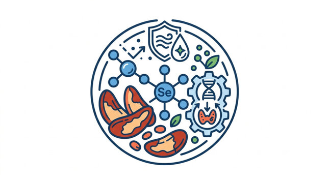 Selenium mineral and its health benefits illustration.