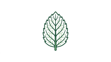 Simple Line Art Drawing of a Mint Leaf. © Alisya