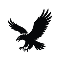Fototapeta premium Eagle Silhouette, Eagle silhouette vector , flying bird icon illustration, wildlife eagle silhouette art