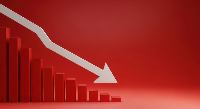 Financial Crisis Economic Downturn Graph Arrow Down Recession Stock Market Crash Failure Loss Risk Business Bankruptcy Deficit Concept
