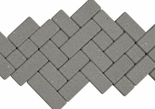 Grey rectangular paving stones arranged in a classic herringbone pattern for outdoor landscaping and construction design