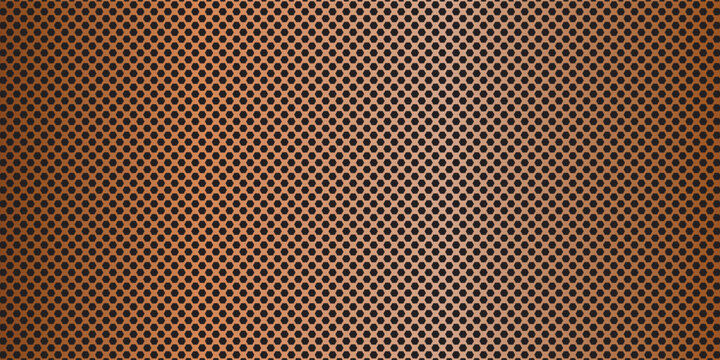 Wide metallic copper or bronze gradient speaker grille or metal grill mesh vector background. vektor design