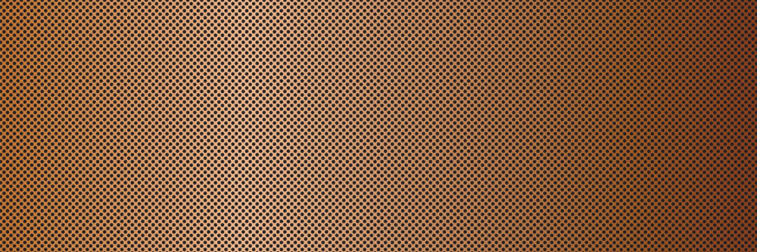 Wide metallic copper or bronze gradient speaker grill metal mesh vector background. eps 10