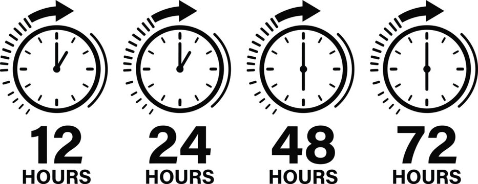 infographic of clocks and time intervals for business or education
