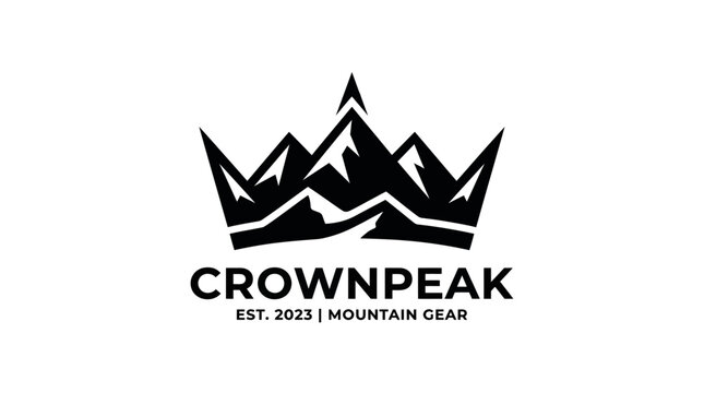 Mountain Peak Crown Logo Design for Adventure Brand.