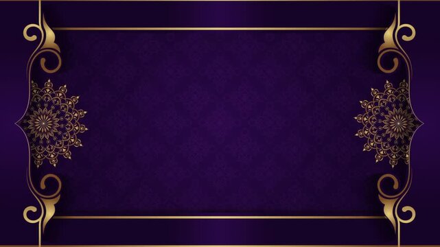 Luxury purple and gold mandala wedding invitation background animation loop