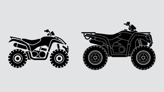 Flat Vector ATV Quad Bike Off-Road Vehicle Silhouette Set.ai