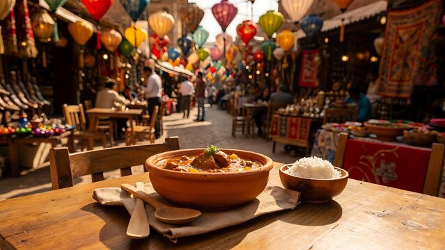 Traditional Indian clay cooking pots with spices and flowers.