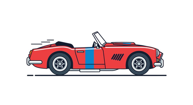 Red Vintage Convertible Sports Car Side.