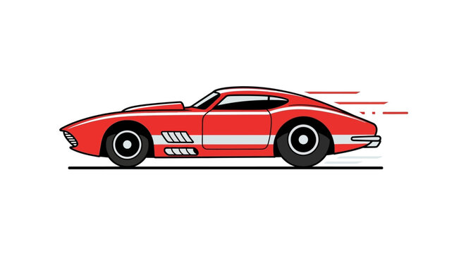 Red Vintage Racing Sports Car Side.