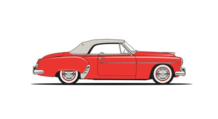 Fototapeta premium Vintage Red Convertible Sports Car Side.