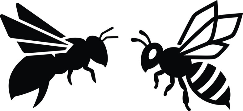 Black silhouettes of two bees facing each other