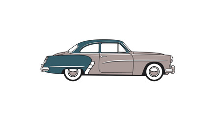Fototapeta premium Vintage car illustration side view.