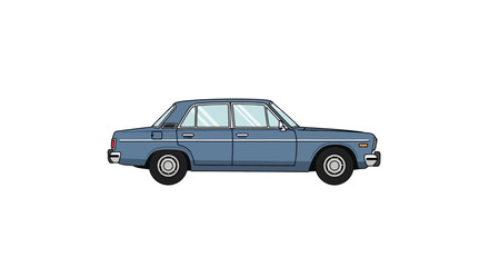 Obraz premium Classic Blue Sedan Car Side View.