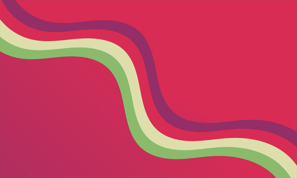 Bold Red Abstract Wavy Stripes Background with Green and Purple Layers