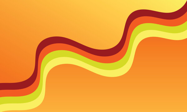 Retro Style Wavy Background with Warm Orange and Yellow Stripes