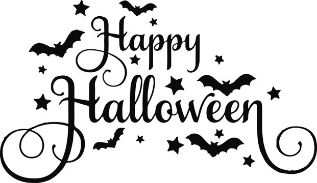 Happy helloween day greeting with bats and stars