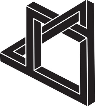 Impossible triangle geometric optical illusion vector icon