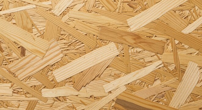 Oriented strand board texture with compressed wood chips and flakes for construction backgrounds