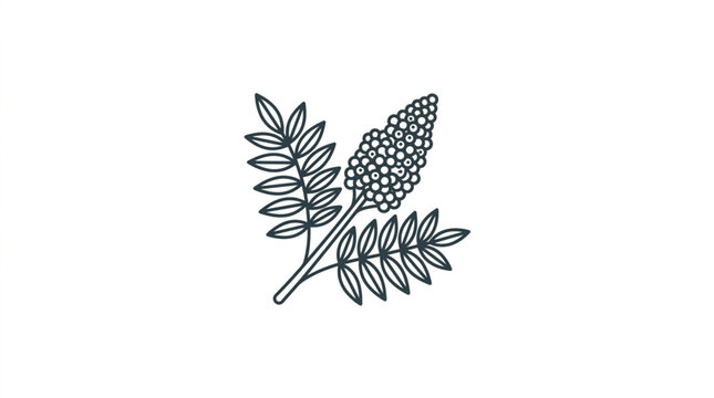 Stylized Illustration of a Sumac Branch with Berries.